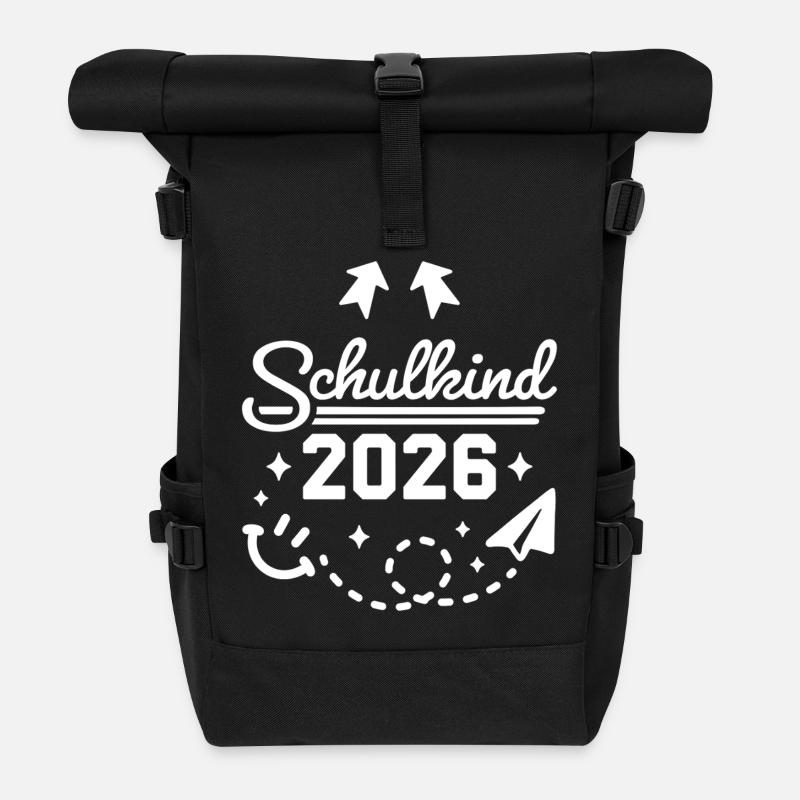 Schulkind 2026 Einschulung Schulanfang - Rolltop Rucksack - Schwarz
