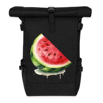 Aquarell-Wassermelone Scheibe - Rolltop Rucksack - Schwarz - Vorne