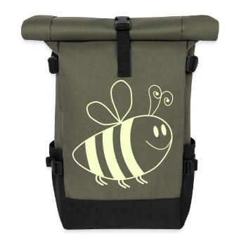 Motif des abeilles souriantes - Sac à dos roll top - olive/noir - Devant