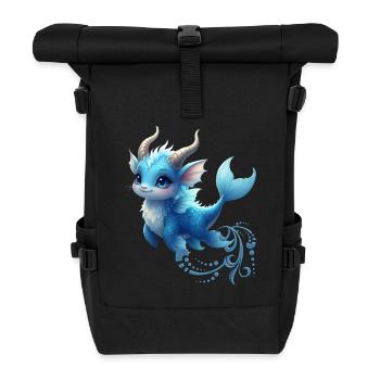 Blauer Drache Mystic Aquarell - Rolltop Rucksack - Schwarz - Vorne