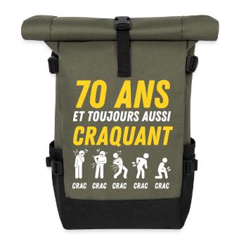 70 Years Vintage Anniversary Humor - Roll Top Backpack - olive/black - Front