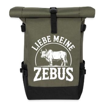 Love My Zebus Logo - Roll Top Backpack - olive/black - Front