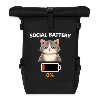 Chat à faible batterie sociale - Sac à dos roll top - noir - Devant