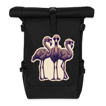 Flamingos with sunglasses - Roll Top Backpack - black - Front