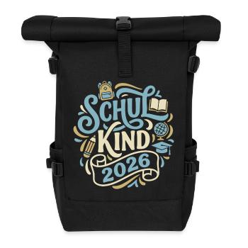Schulkind 2026  - Rolltop Rucksack - Schwarz - Vorne