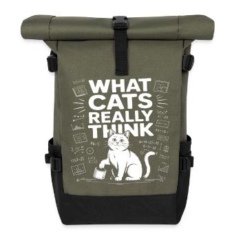 Was Katzen wirklich lustig finden - Rolltop Rucksack - Olive/Schwarz - Vorne