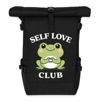 Self Love Frog Shirt Cute Motivation - Roll Top Backpack - black - Front
