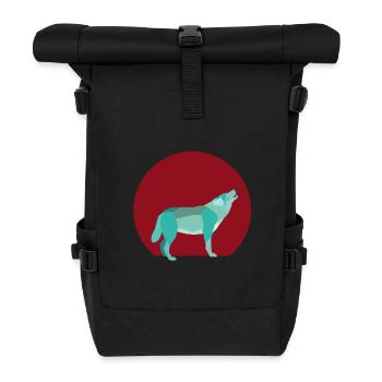 Geometric howling wolf - Rolltop Rucksack - Schwarz - Vorne