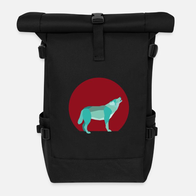 Geometric howling wolf - Rolltop Rucksack - Schwarz