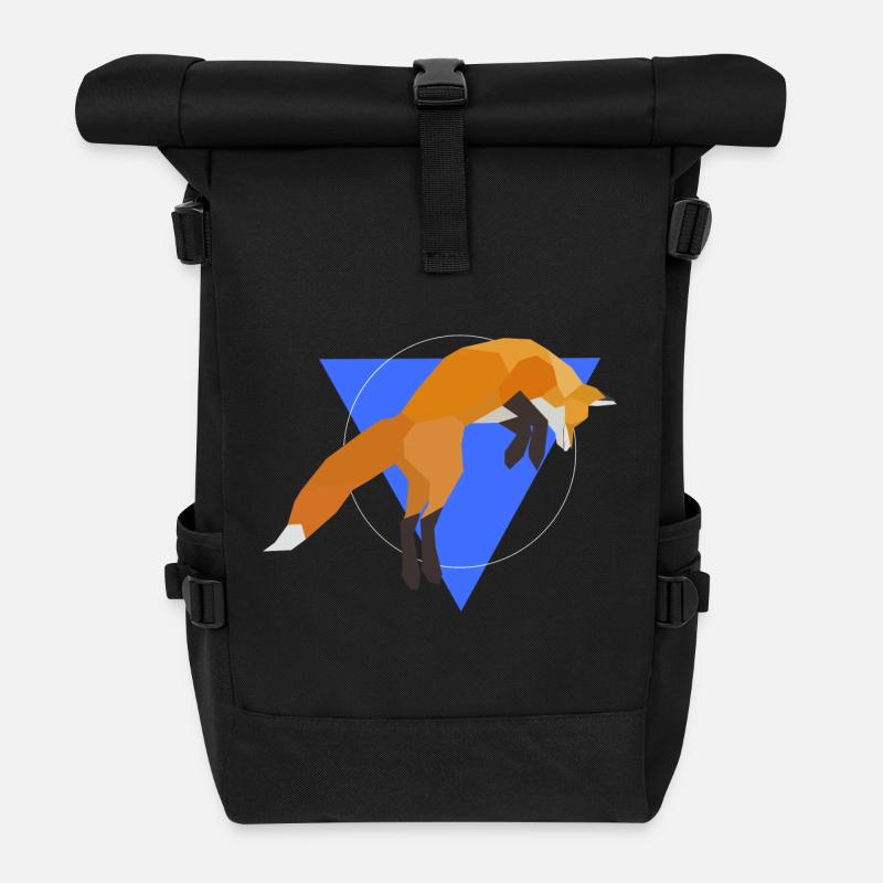 Geometric Fox Jumping - Rolltop Rucksack - Schwarz