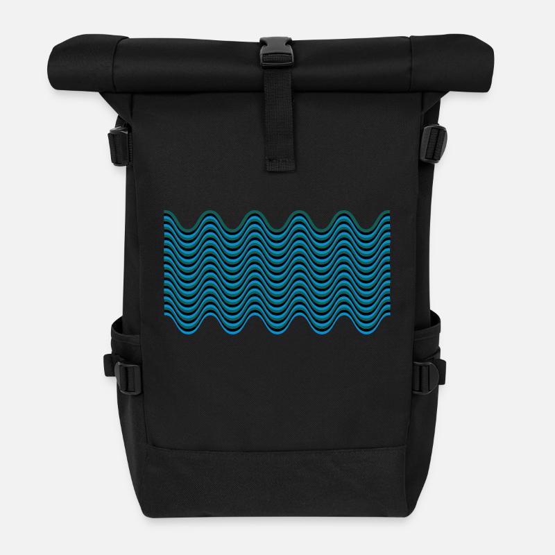 wellenmuster - Roll Top Backpack - black