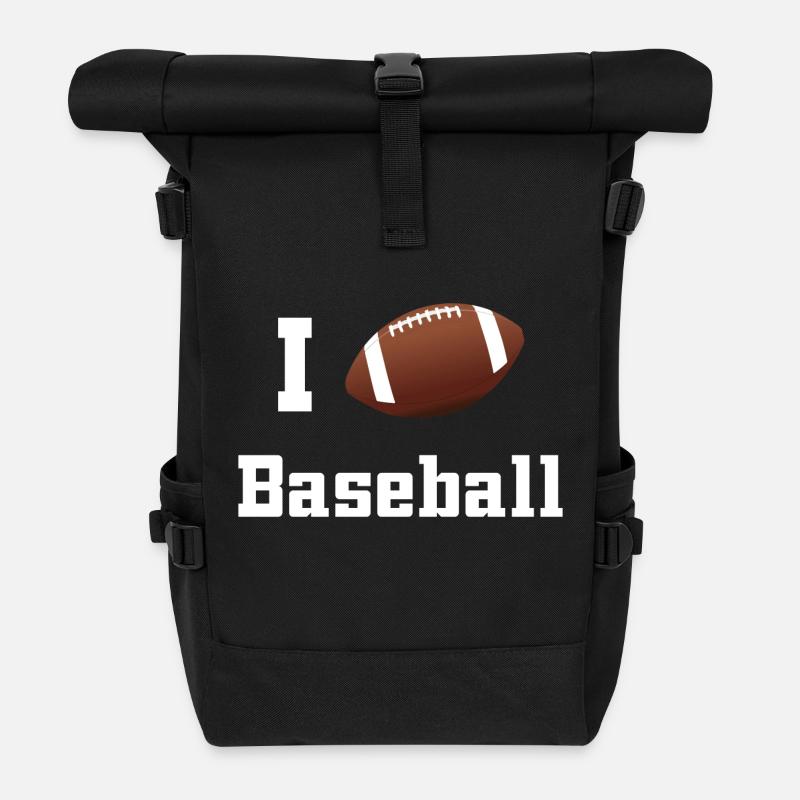 I Love Baseball - Rolltop Rucksack - Schwarz