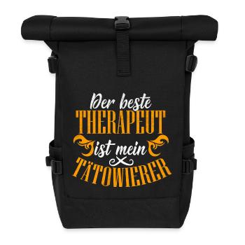 Der beste Therapeut ist mein Tätowierer - Rolltop Rucksack - Schwarz - Vorne
