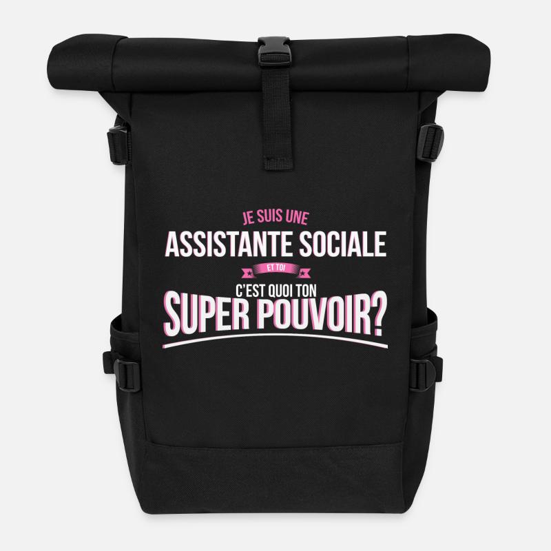 Assistante sociale super pouvoir cadeau - Sac à dos roll top - noir