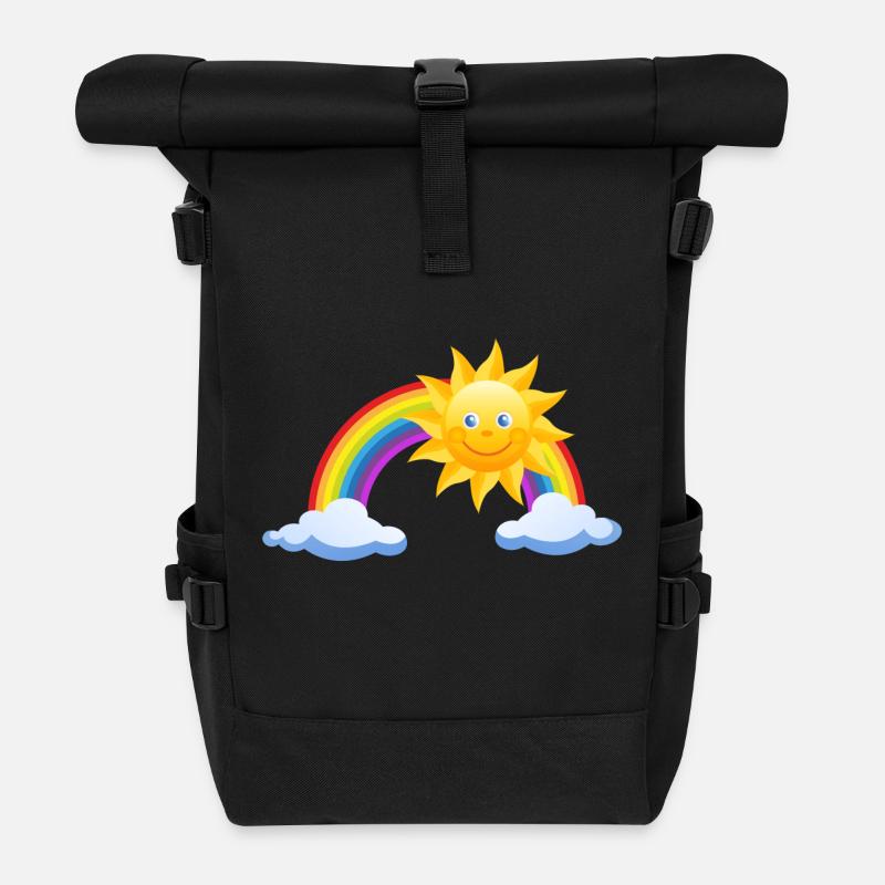regenbogen sonne wolken wetter rainbow sun cloud41 - Rolltop Rucksack - Schwarz