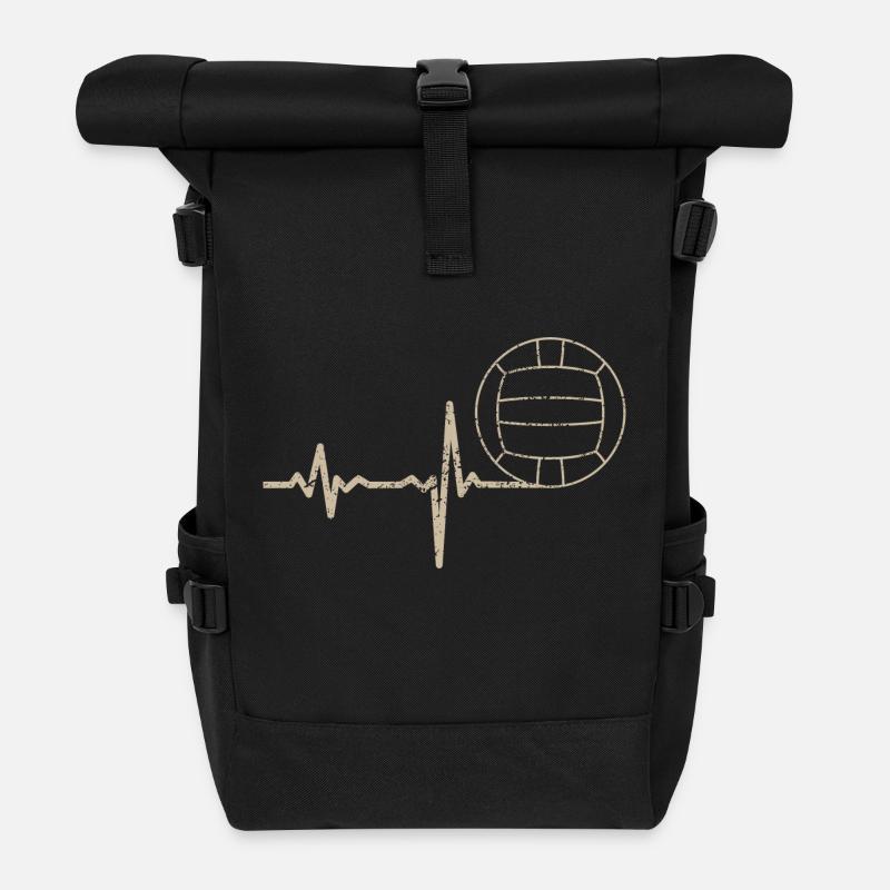 Cadeau Heartbeat Volley-ball - Sac à dos roll top - noir