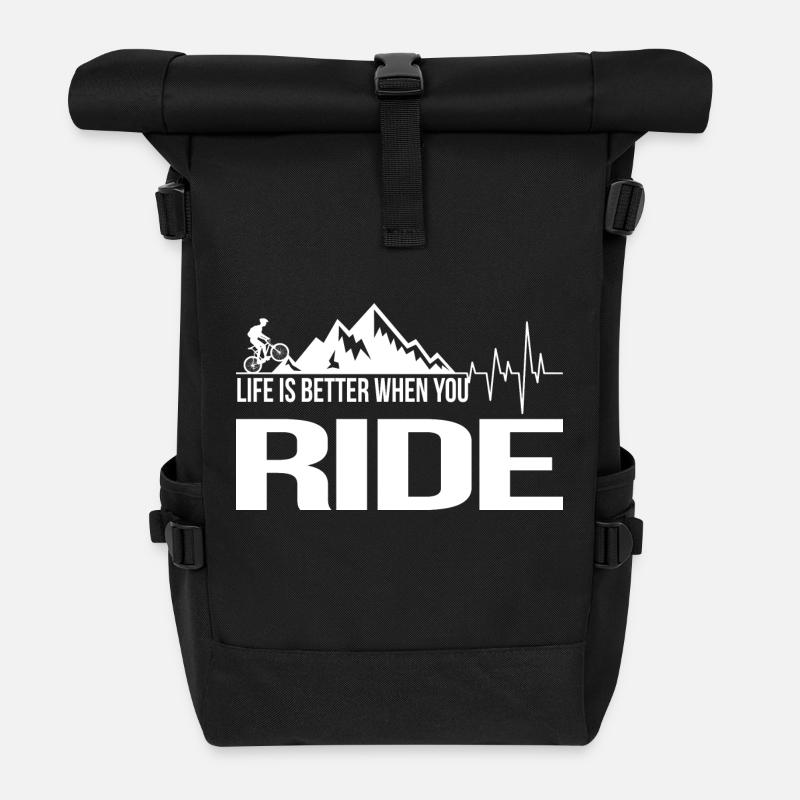 Life is Better When You ride - Rolltop Rucksack - Schwarz