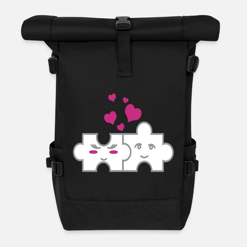 Puzzle-Paar - Rolltop Rucksack - Schwarz