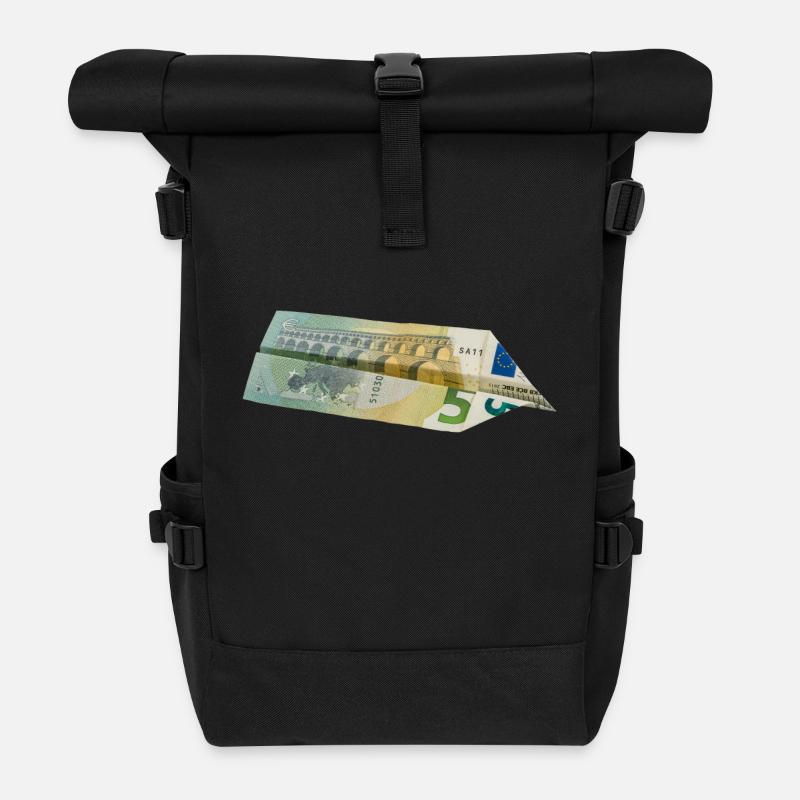 5-Euro-Schein - Rolltop Rucksack - Schwarz