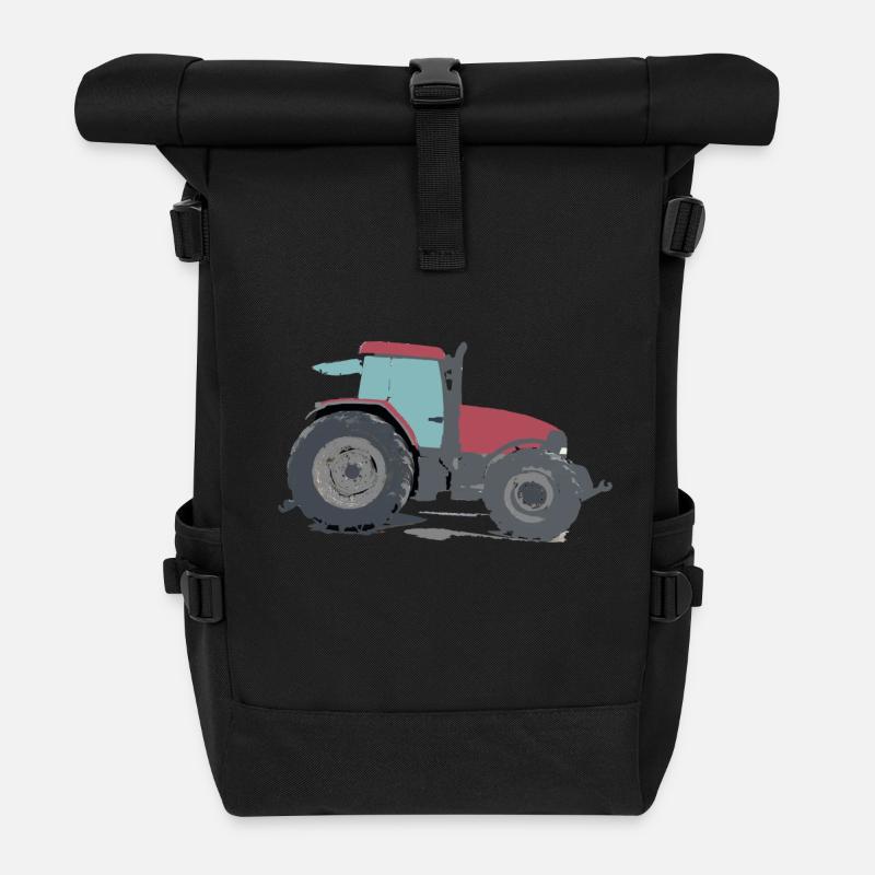 Traktor rot Landwirtschaft - Rolltop Rucksack - Schwarz