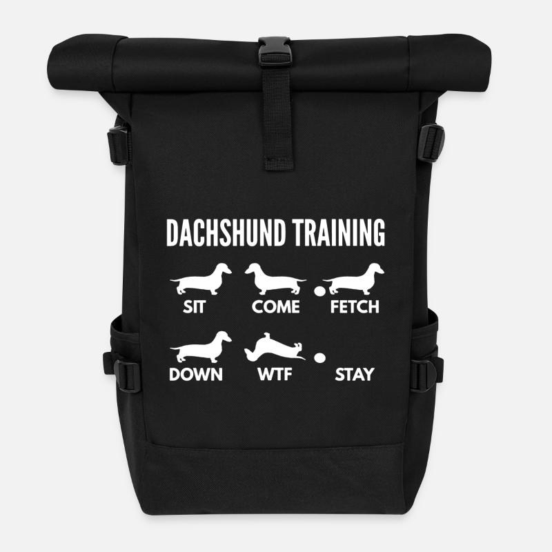 Dackel-Trainingshemd - Rolltop Rucksack - Schwarz
