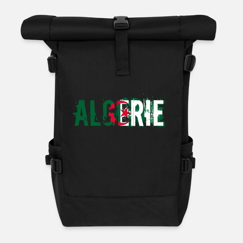 logo_flag_grunge_algerie_2 - Sac à dos roll top - noir