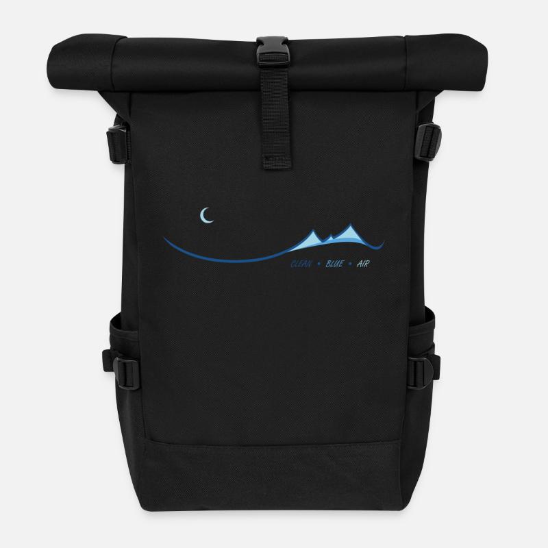 Clean Blue Air - Roll Top Backpack - black