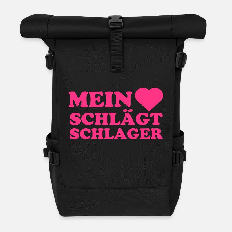 Snapback Cap - Rolltop Rucksack - Schwarz