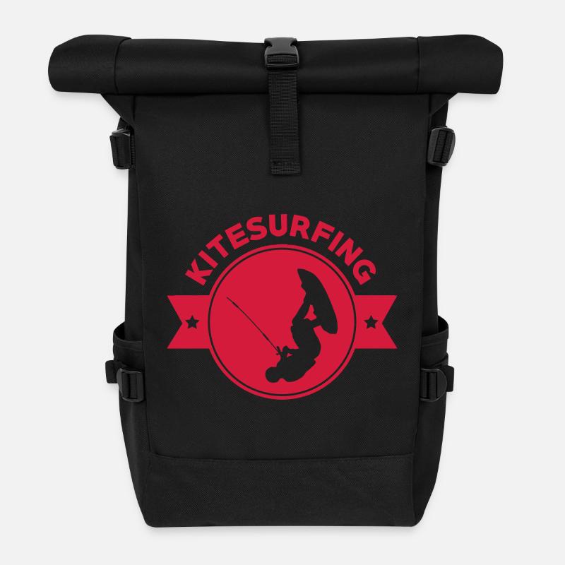 Kitesurfen / Kitesurfer / Kiteboarden / Kitesurf - Rolltop Rucksack - Schwarz