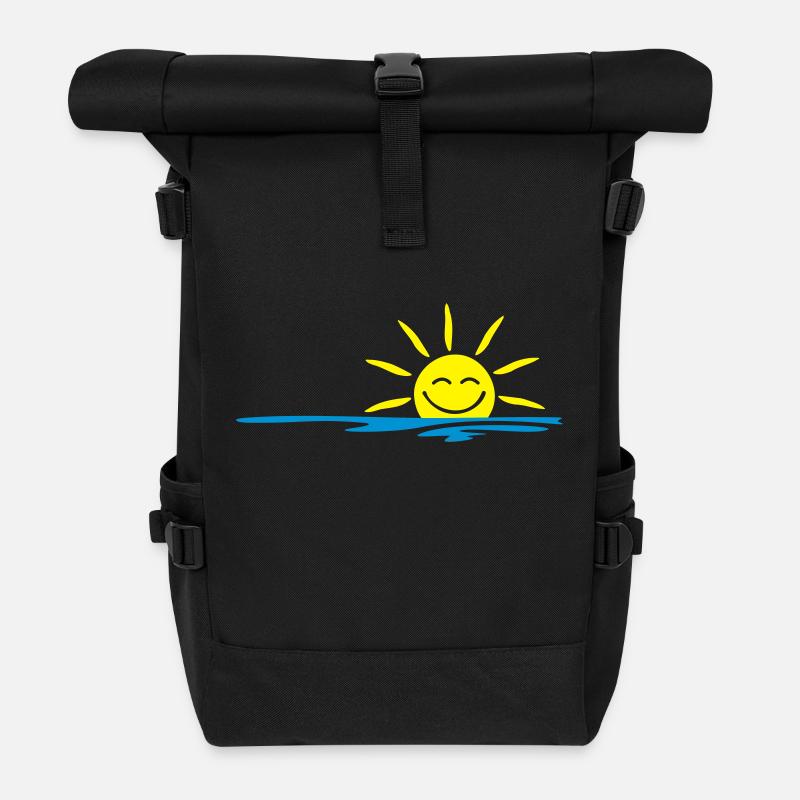 Holiday - Sonne und Meer - Rolltop Rucksack - Schwarz