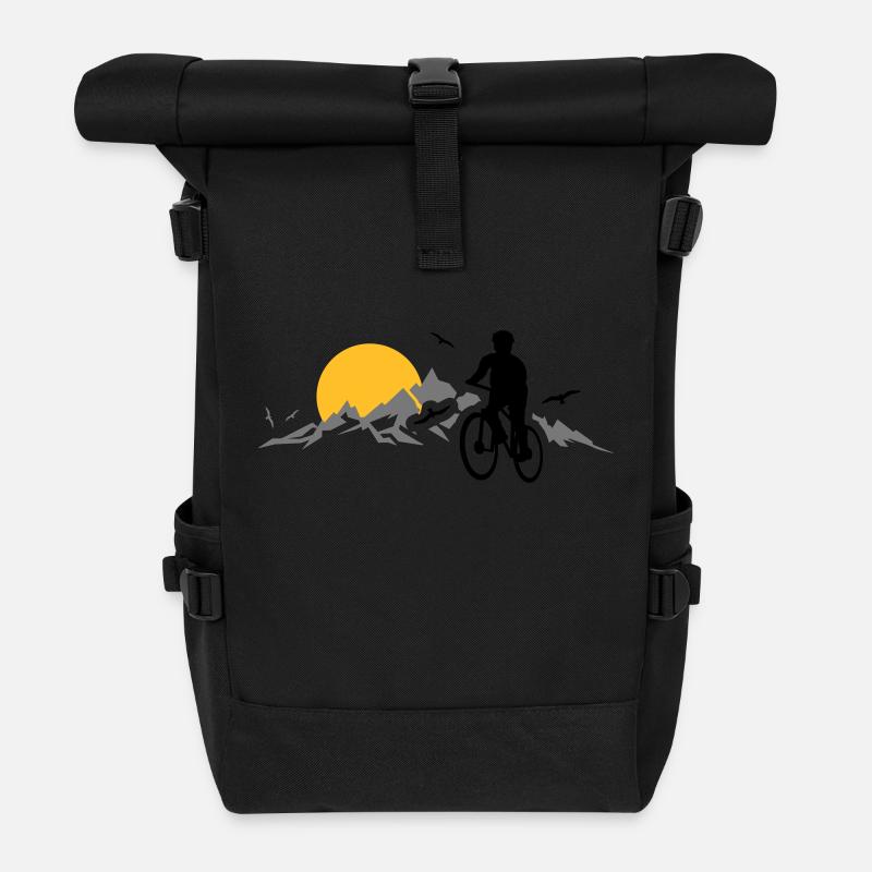 Sport - Radfahrer Berge - Rolltop Rucksack - Schwarz