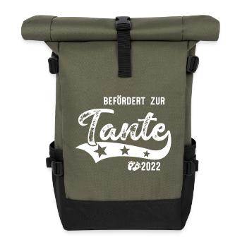 Befördert zur Tante 2022 Babyfüße - Rolltop Rucksack - Olive/Schwarz - Vorne