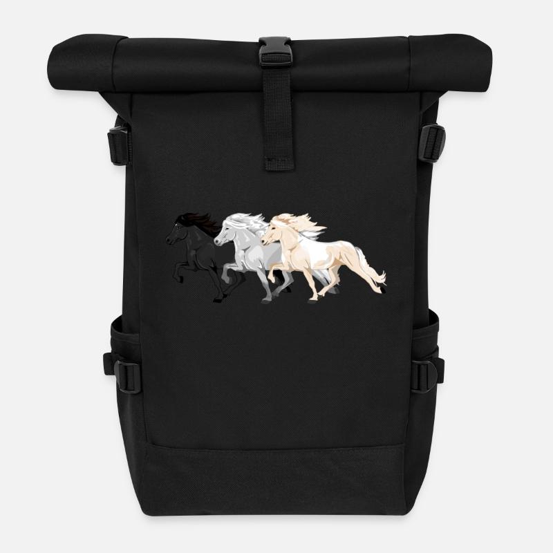 Buntes Tölter-Trio - Rolltop Rucksack - Schwarz