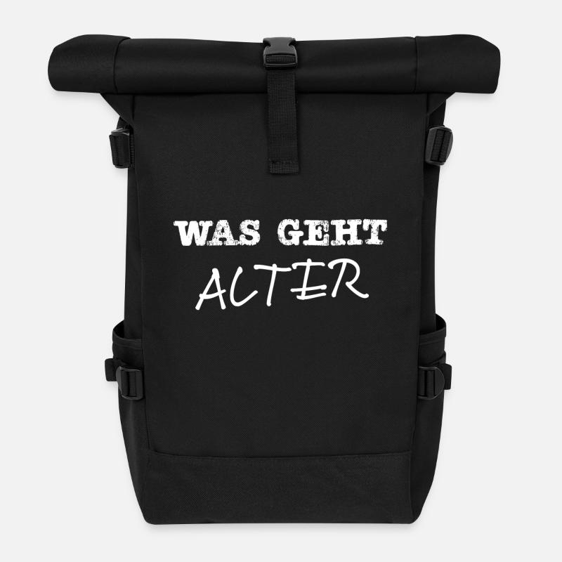 Was geht Alter weiss - Rolltop Rucksack - Schwarz