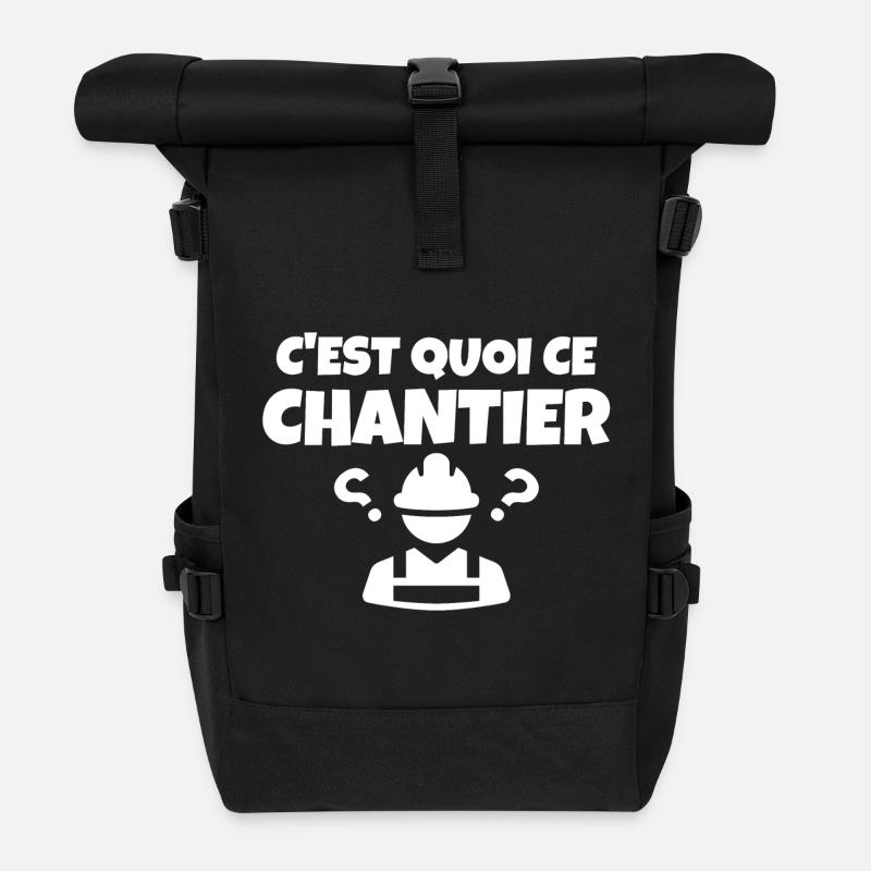 construction site, site manager, construction - Roll Top Backpack - black