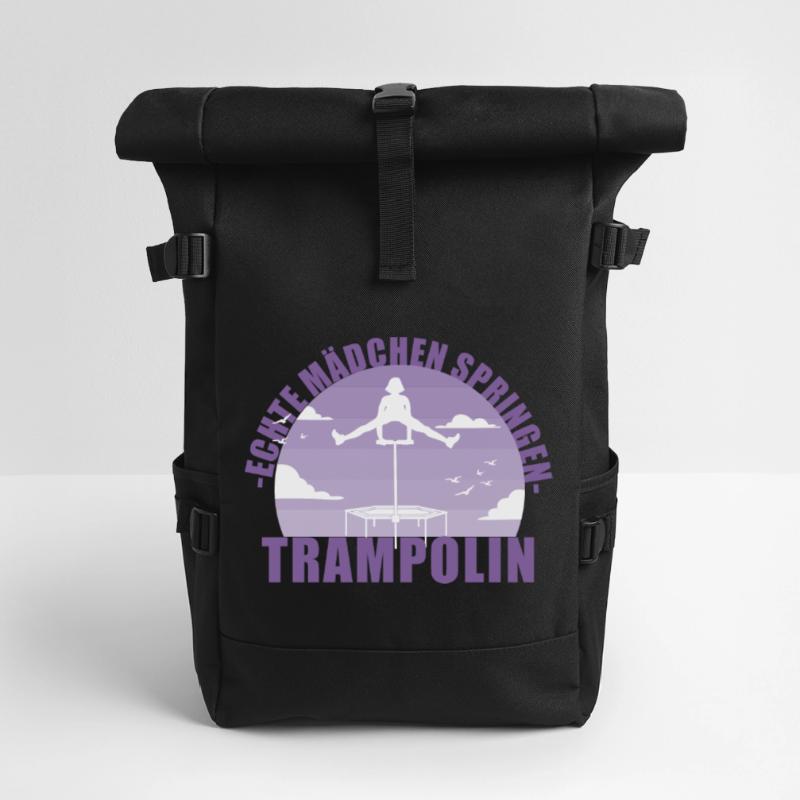 Echte Mädchen springen Trampolin Geschenk Rolltop Rucksack