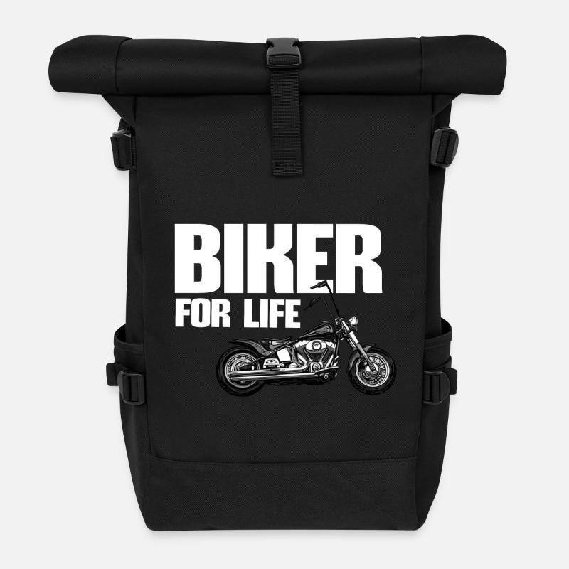Motard pour la vie - Sac à dos roll top - noir