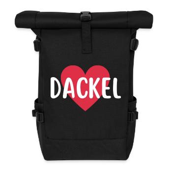 Dackel Dackelliebe Hundemensch - Rolltop Rucksack - Schwarz - Vorne