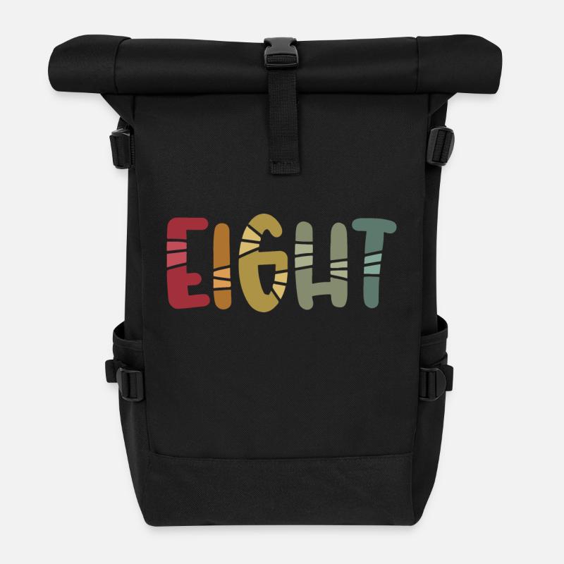 Acht-8-jähriger Geburtstag, 8-jähriges Jubiläum - Rolltop Rucksack - Schwarz