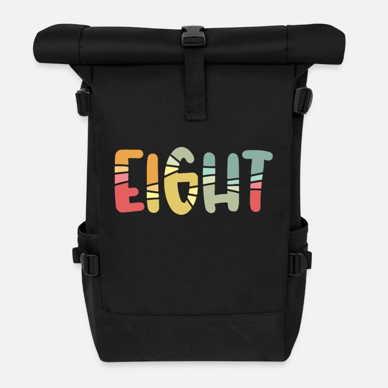 Acht-8-jähriger Geburtstag, 8-jähriges Jubiläum - Rolltop Rucksack - Schwarz
