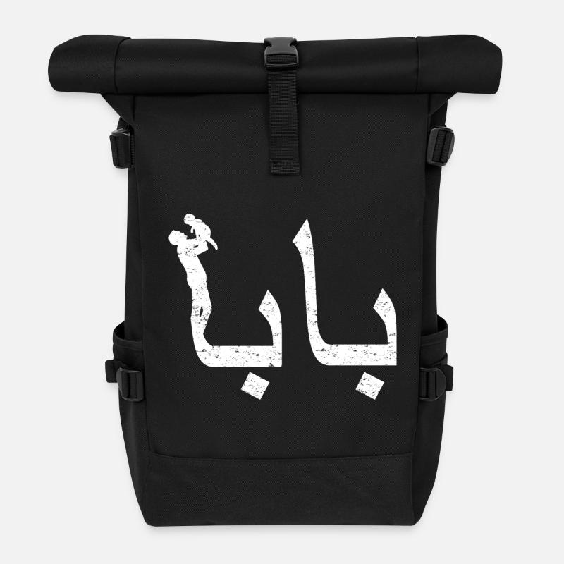 Baba arabische Kalligraphie-Vatertagsgeschenk - Rolltop Rucksack - Schwarz