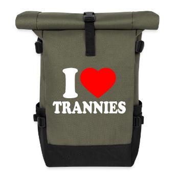 I love trannies - Rolltop Rucksack - Olive/Schwarz - Vorne