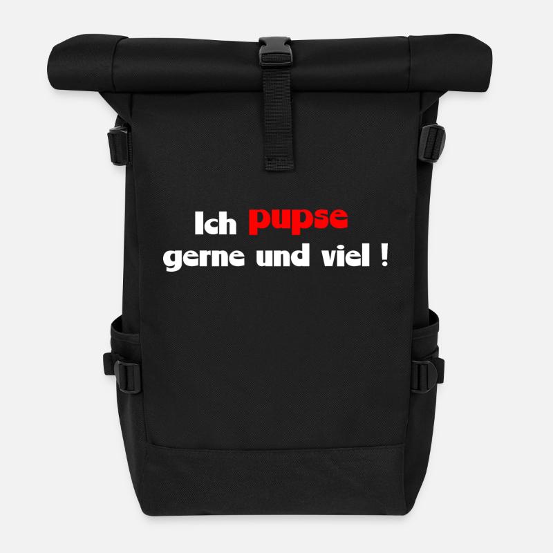 lustiger Spruch pupsen - Rolltop Rucksack - Schwarz