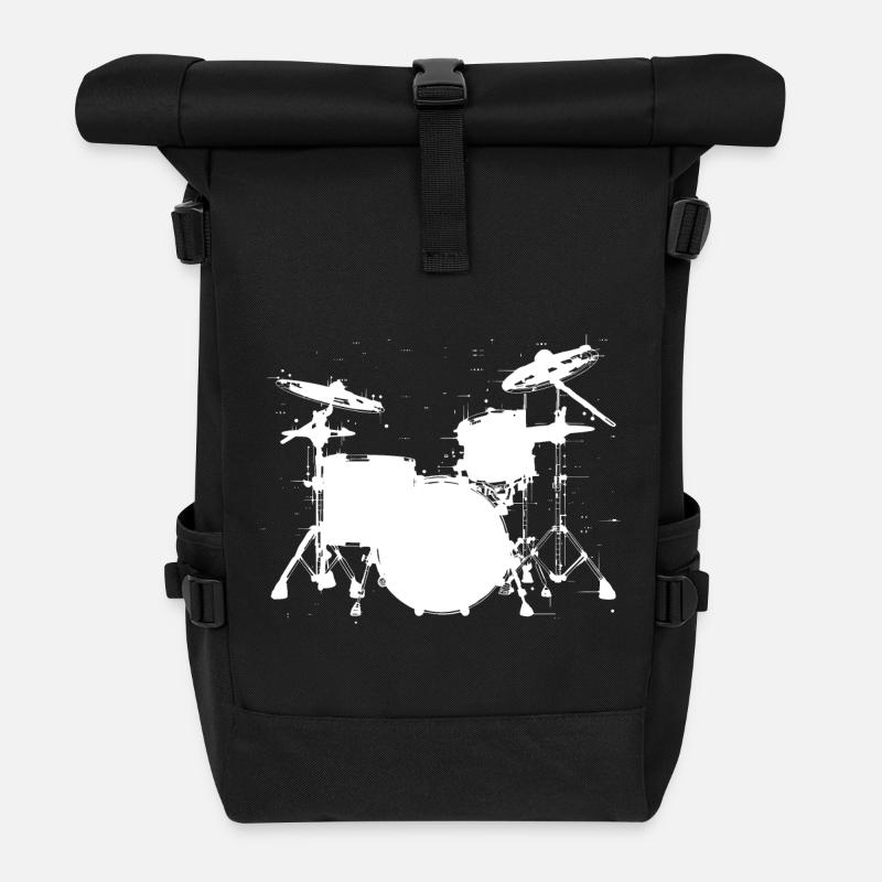 Trapset Drawing - Roll Top Backpack - black