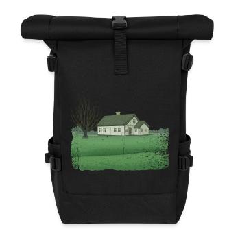 Haus mit kahlem Baum dirty effect - Rolltop Rucksack - Schwarz - Vorne