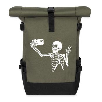 Tödliches Selfie (Weiß) - Rolltop Rucksack - Olive/Schwarz - Vorne