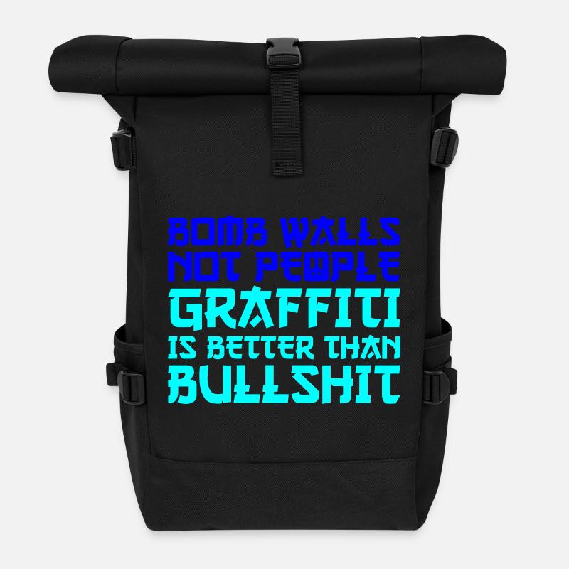 Graffiti de la paix - Sac à dos roll top - noir