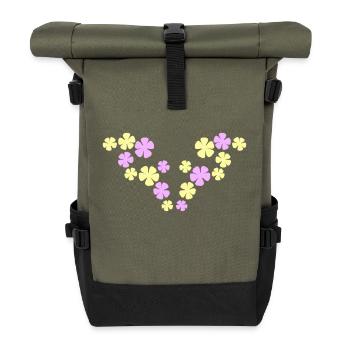 Beaucoup de jolies fleurs motif décoratif coloré belle - Sac à dos roll top - olive/noir - Devant