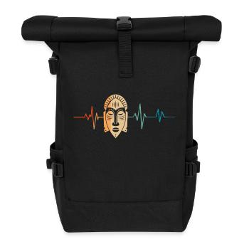 Heartbeat Retro Tribal Mask - Roll Top Backpack - black - Front