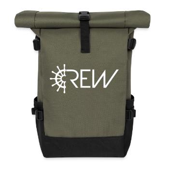 Sailing Crew Sailing Team Ship Steering Wheel Text Logo - Roll Top Backpack - olive/black - Front